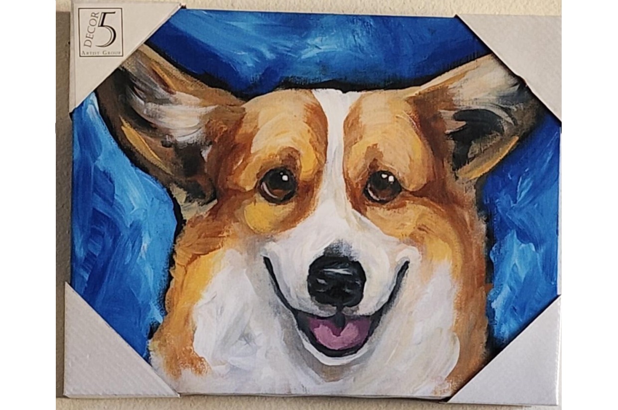 Stretched canvas dog art Happy Pawlidays! Little Angels Project BetterWorld