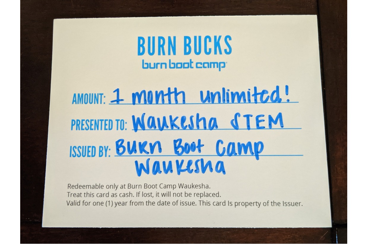 Burn Boot Camp One Month Membership Waukesha STEM Academy 2022 Online
